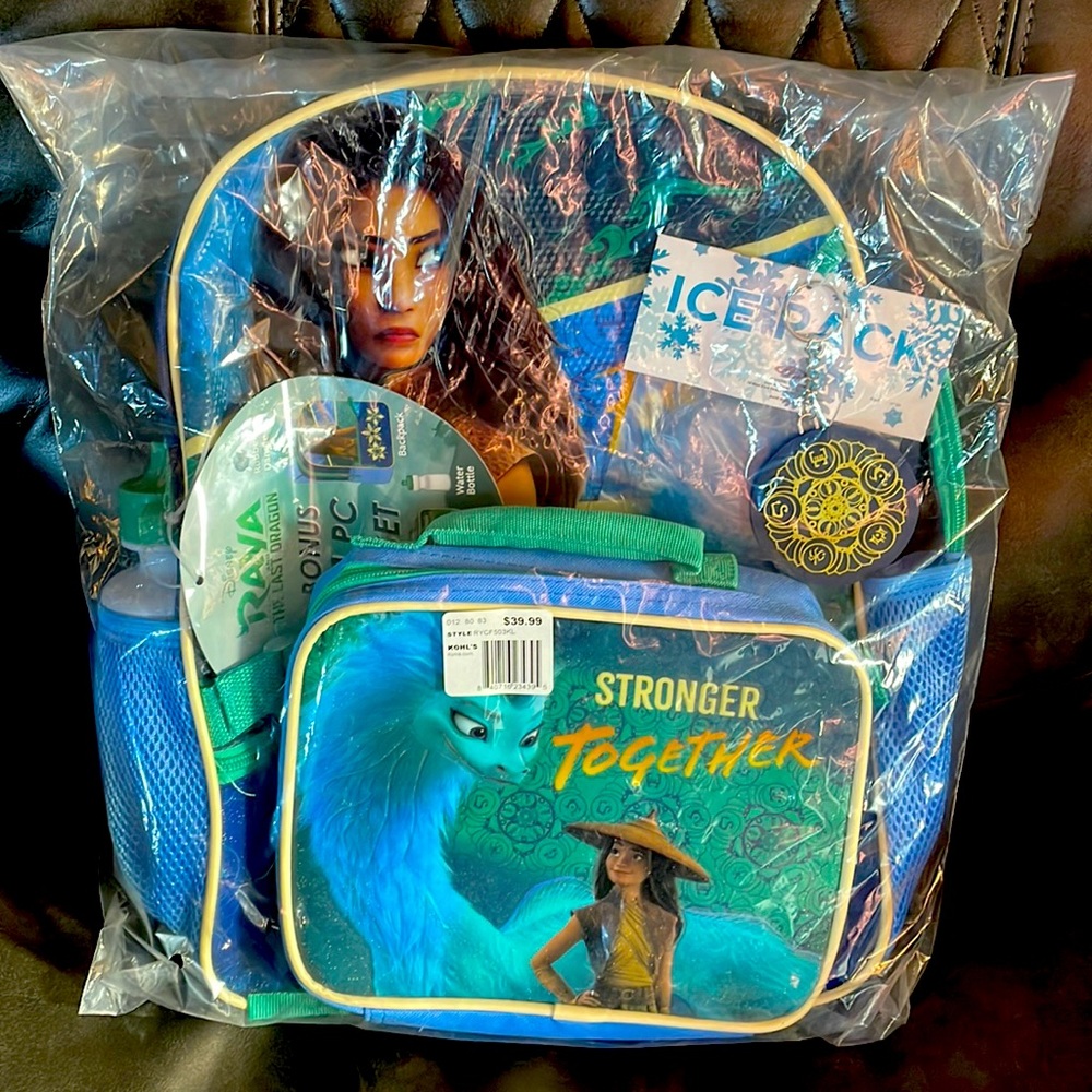Disney Raya & the Last Dragon Backpack/ice pack/water bottle/lunchbox/keychain.